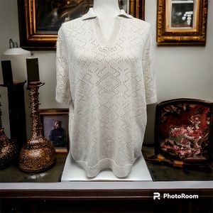 Relaxed polo Crochet Sweater.
